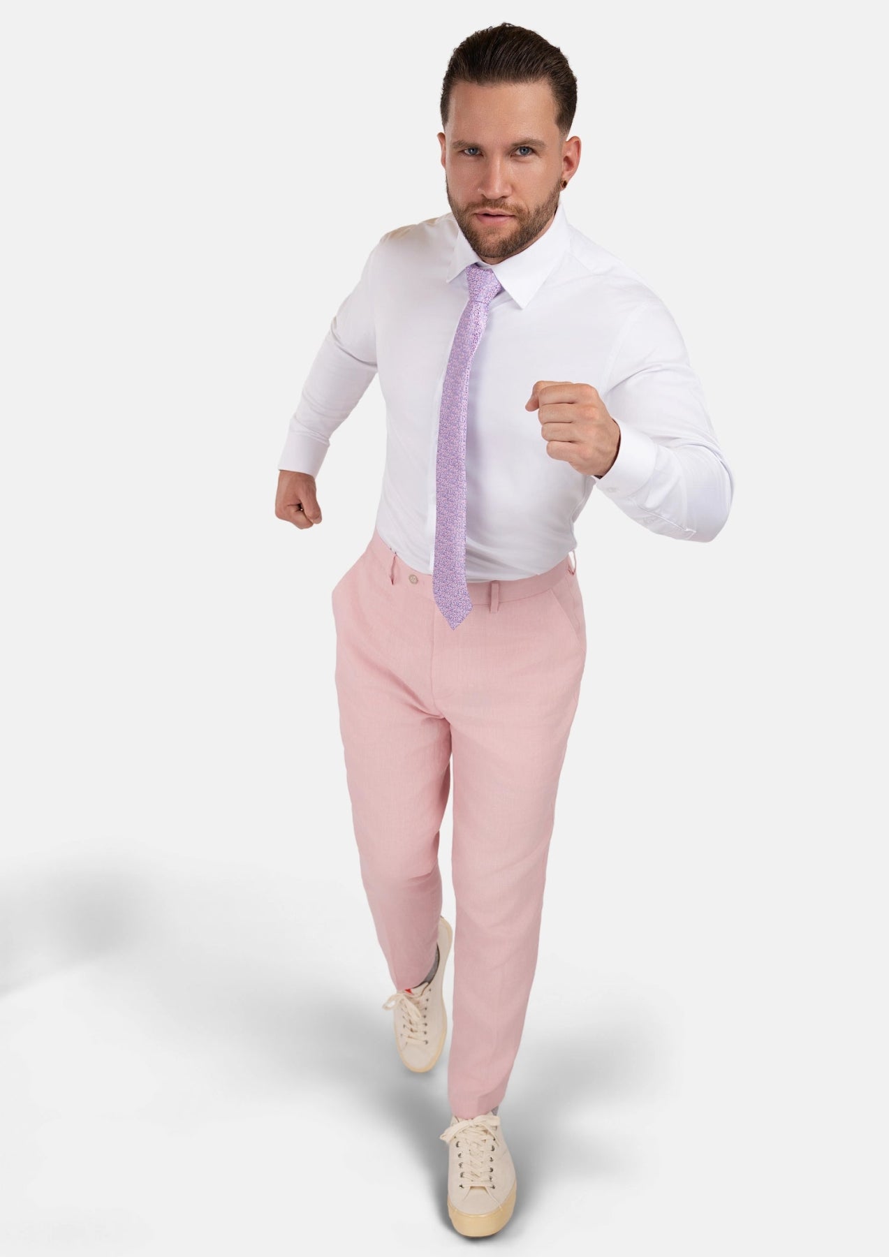 Amaranth Pink Linen Pants - SARTORO