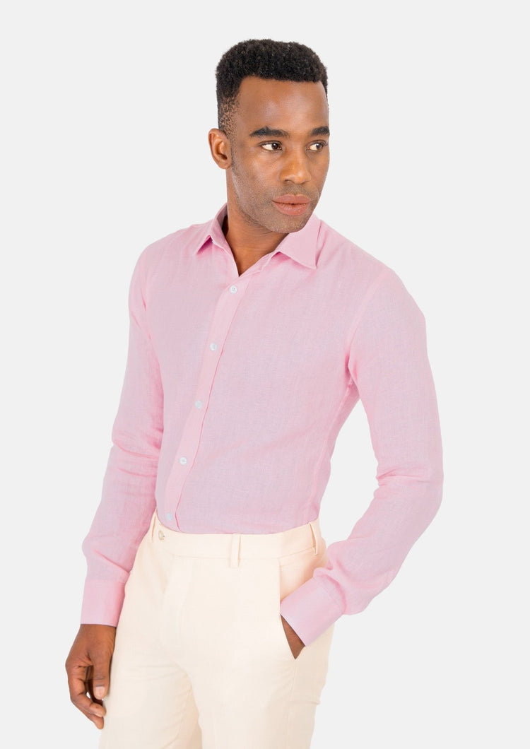 Amaranth Pink Linen Shirt - SARTORO380