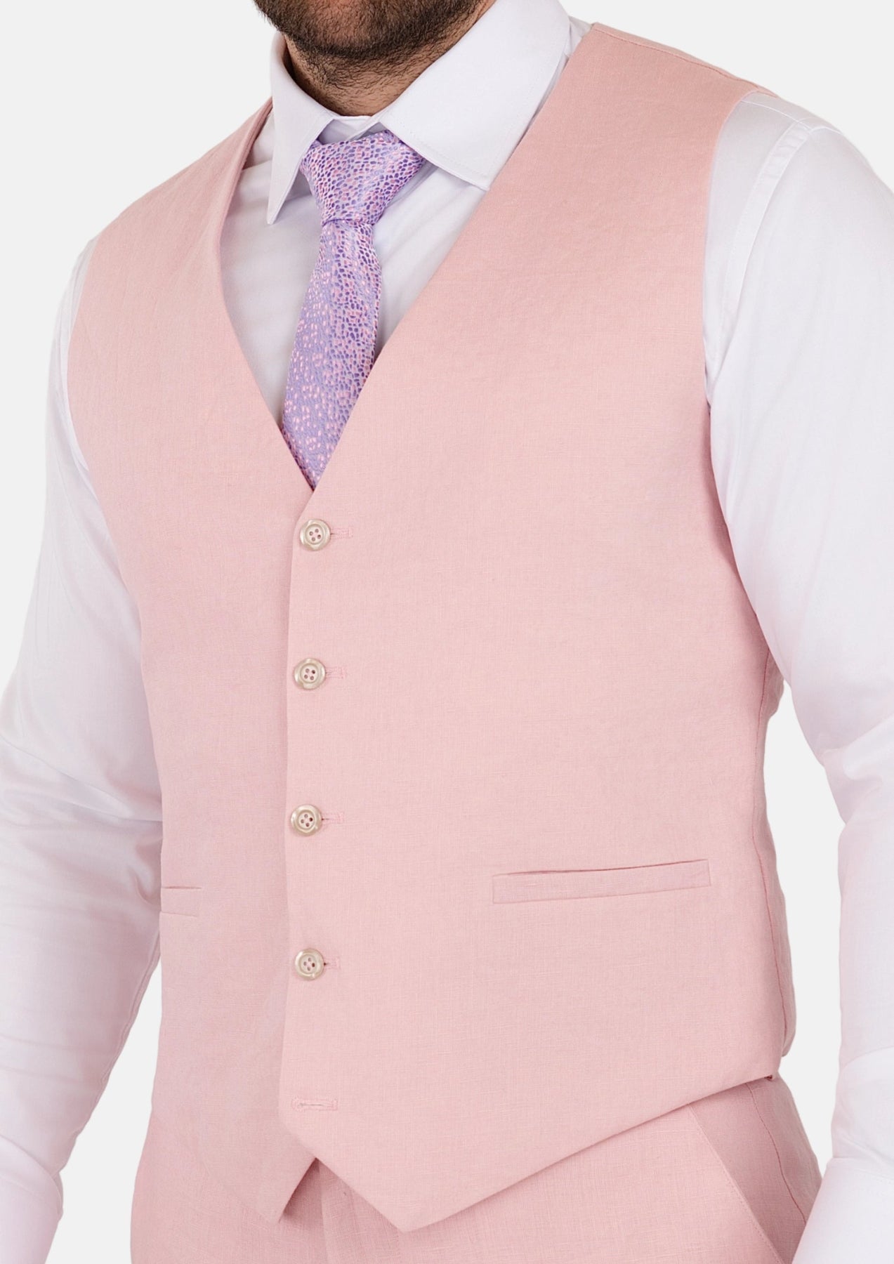Amaranth Pink Linen Vest - SARTORO