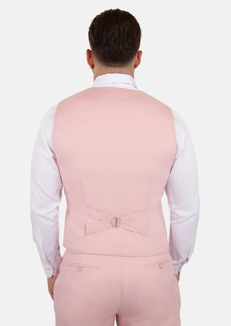 Amaranth Pink Linen Vest - SARTORO396