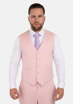 Amaranth Pink Linen Vest - SARTORO