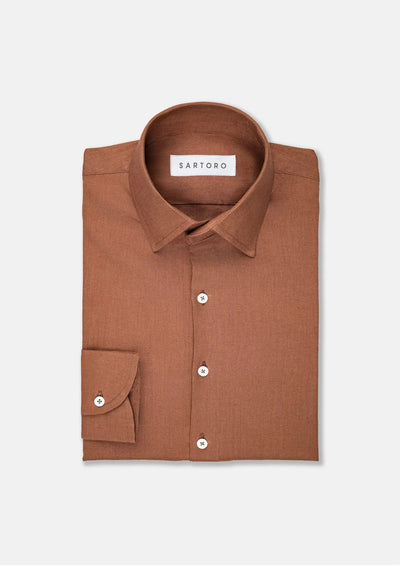 Amber Brown Linen Shirt - SARTORO