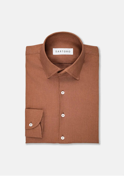 Men's Amber Brown Linen Shirt