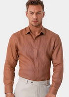 Amber Brown Linen Shirt - SARTORO867