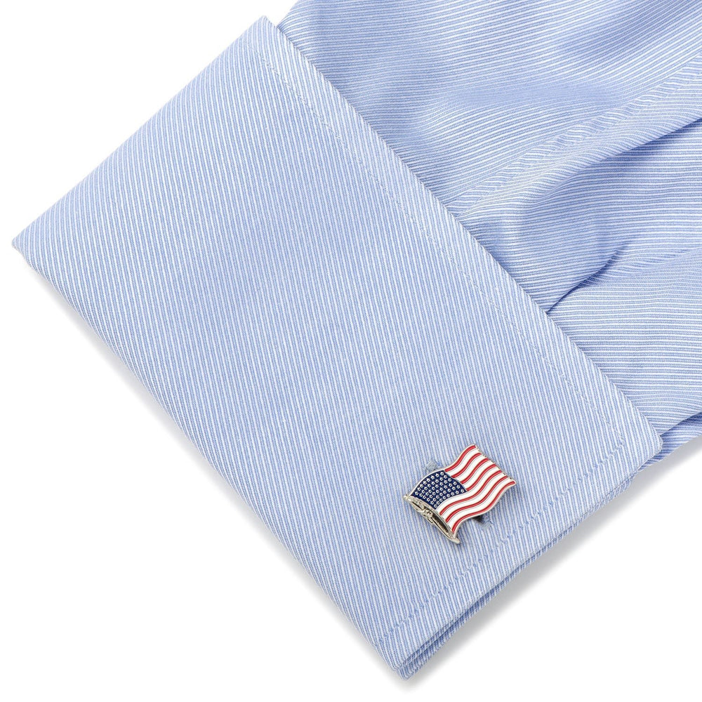 American Waving Flag Cufflinks and Tie Bar Gift Set324