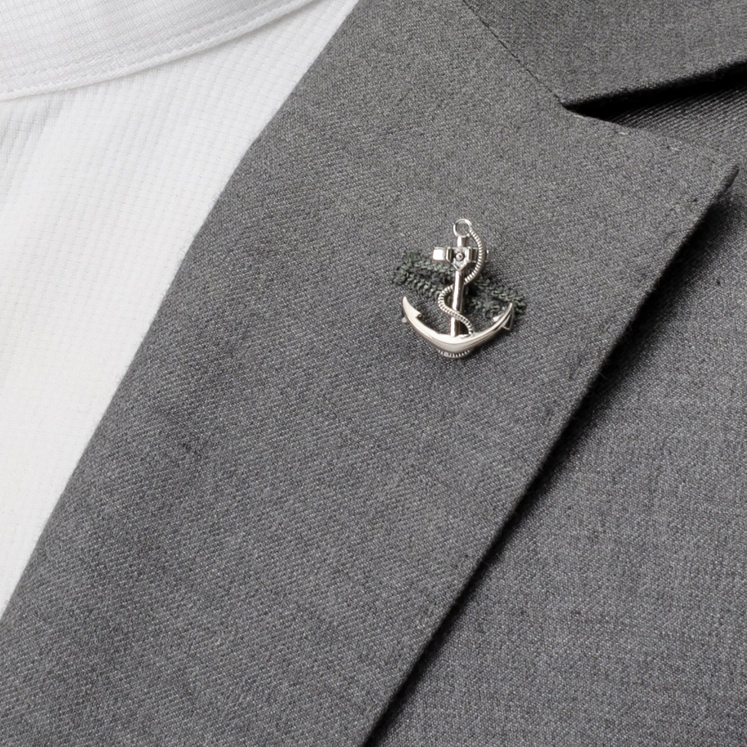 Anchor Sterling Silver 3D Lapel Pin - SARTORO51