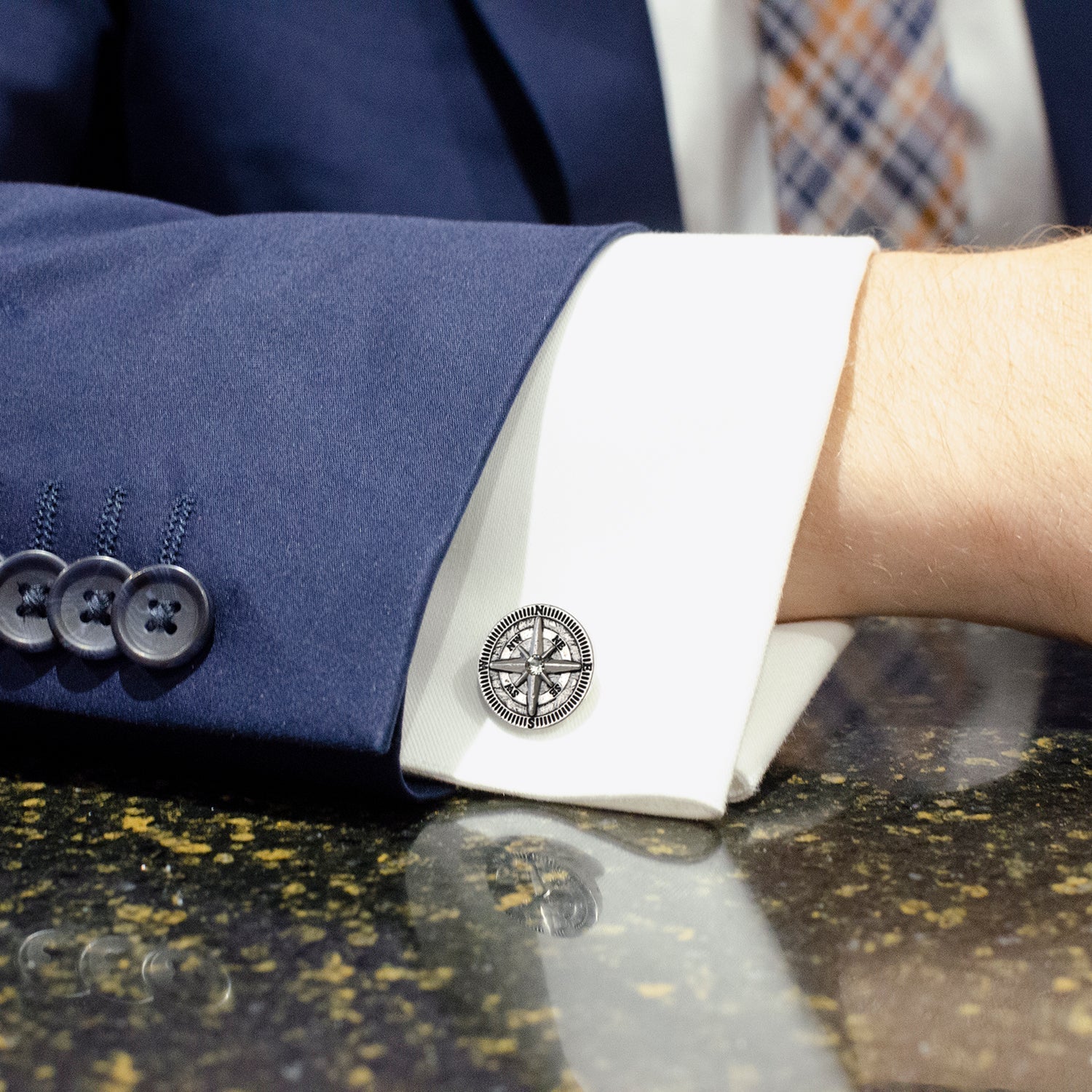 Antique Compass Stainless Steel Cufflinks - SARTORO411
