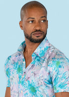 Aqua Daisy Silk Shirt - SARTORO357