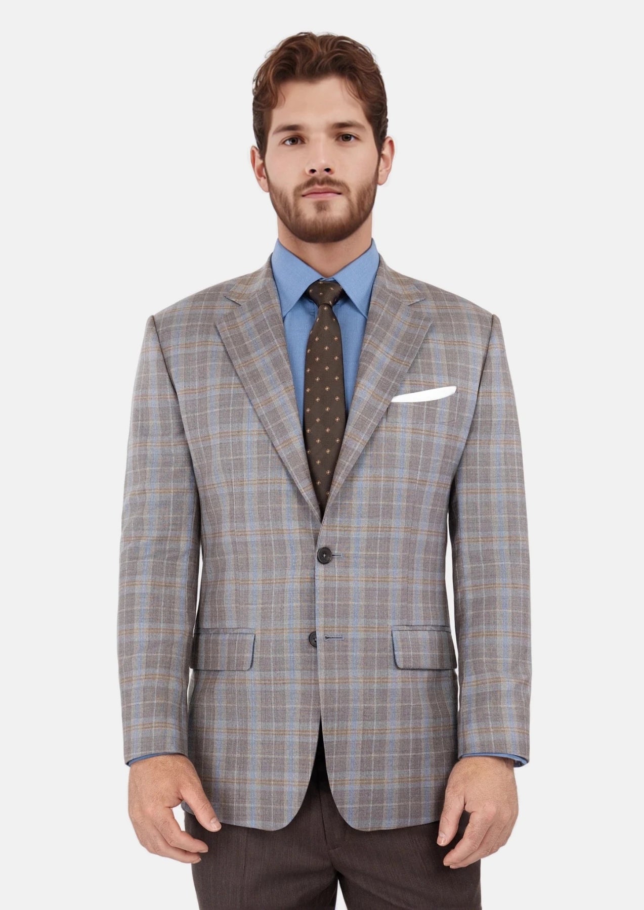 Ash Brown Check Jacket - SARTORO888