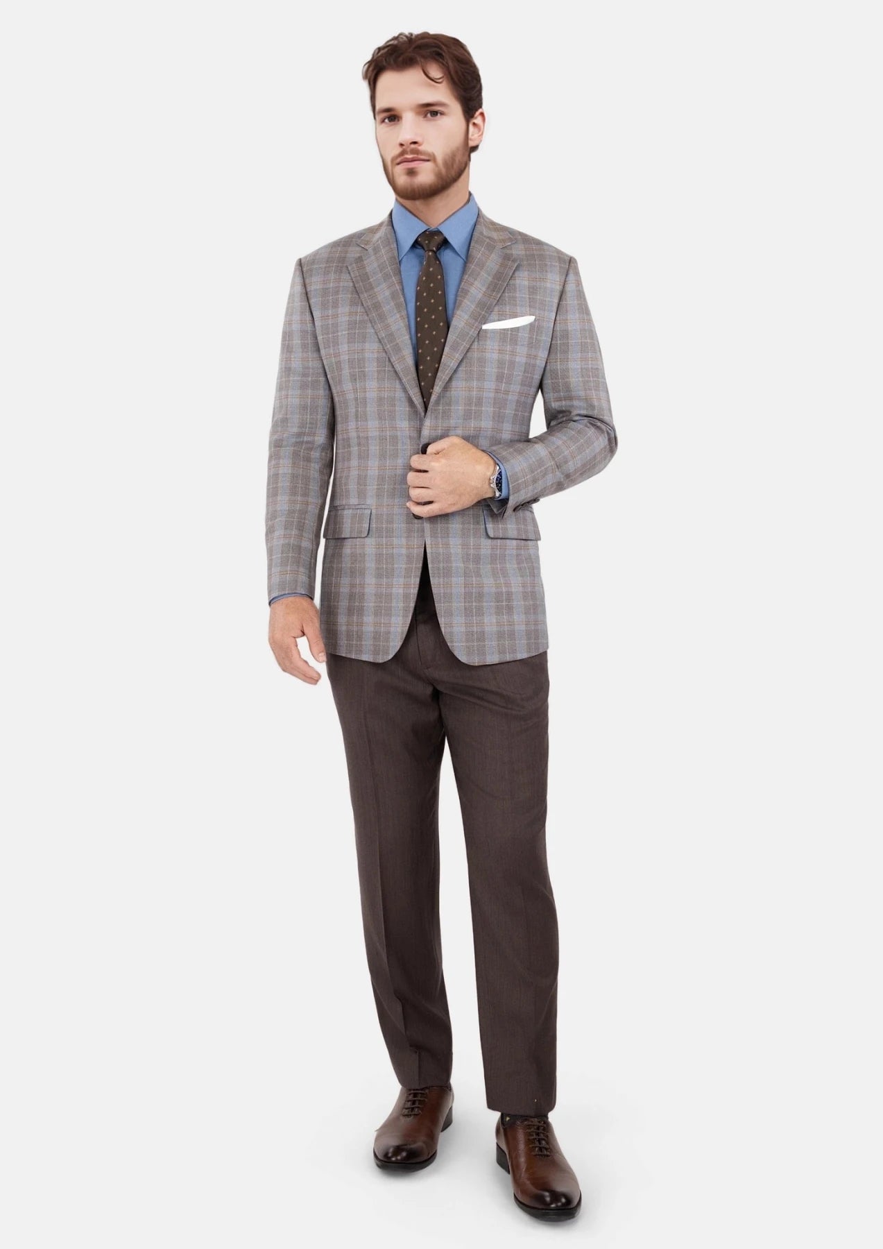 Ash Brown Check Jacket - SARTORO562