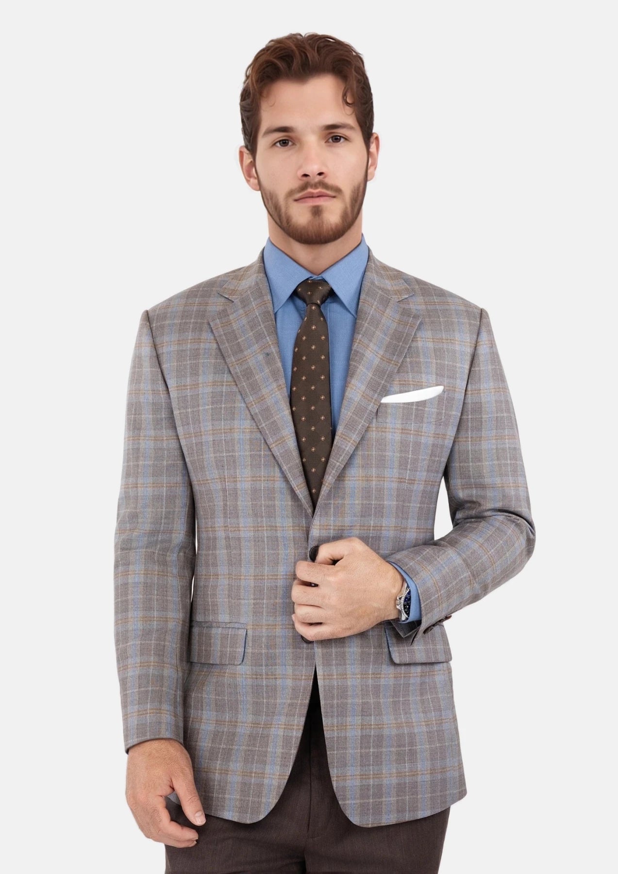 Ash Brown Check Jacket - SARTORO861