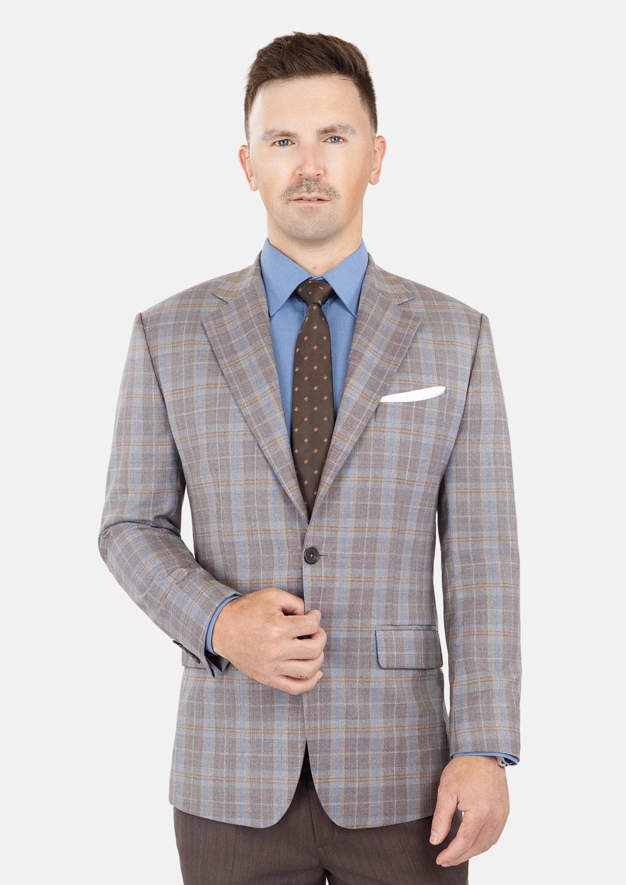 Ash Brown Check Jacket - SARTORO201