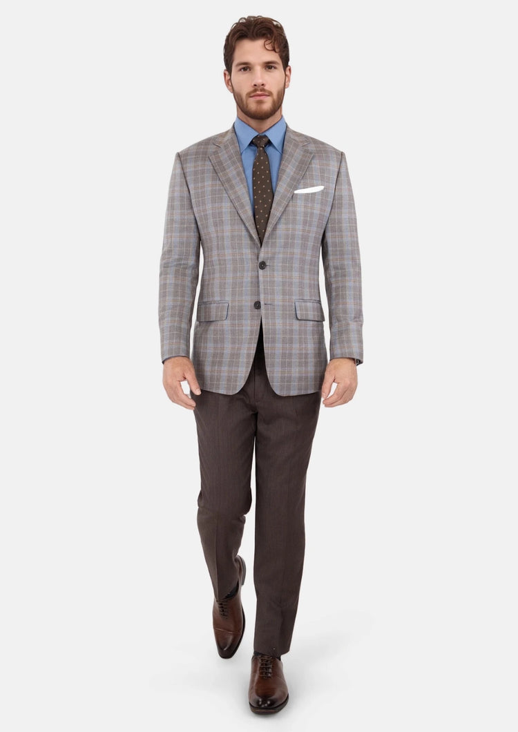 Ash Brown Check Jacket - SARTORO554