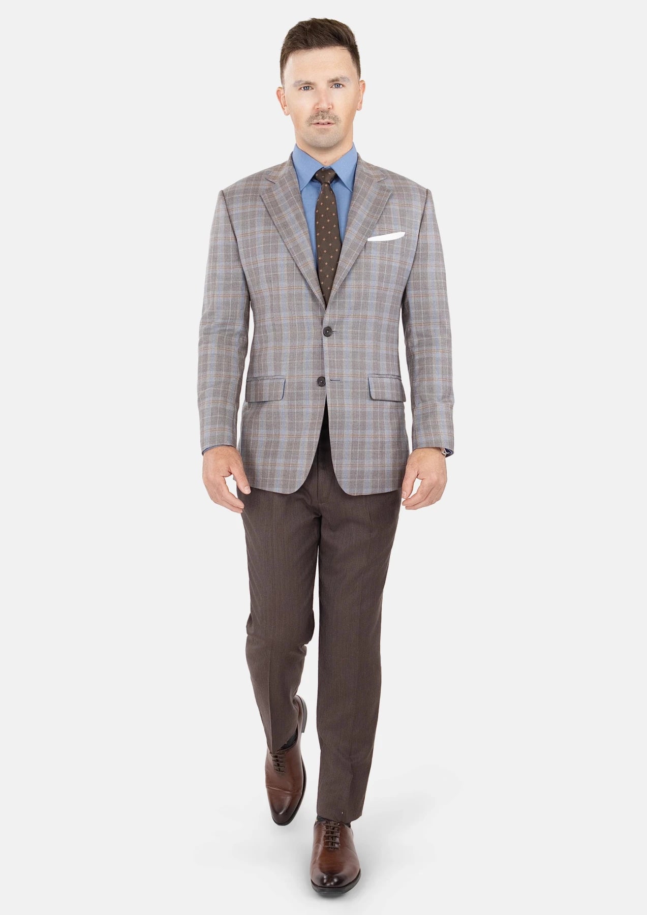 Ash Brown Check Jacket - SARTORO444