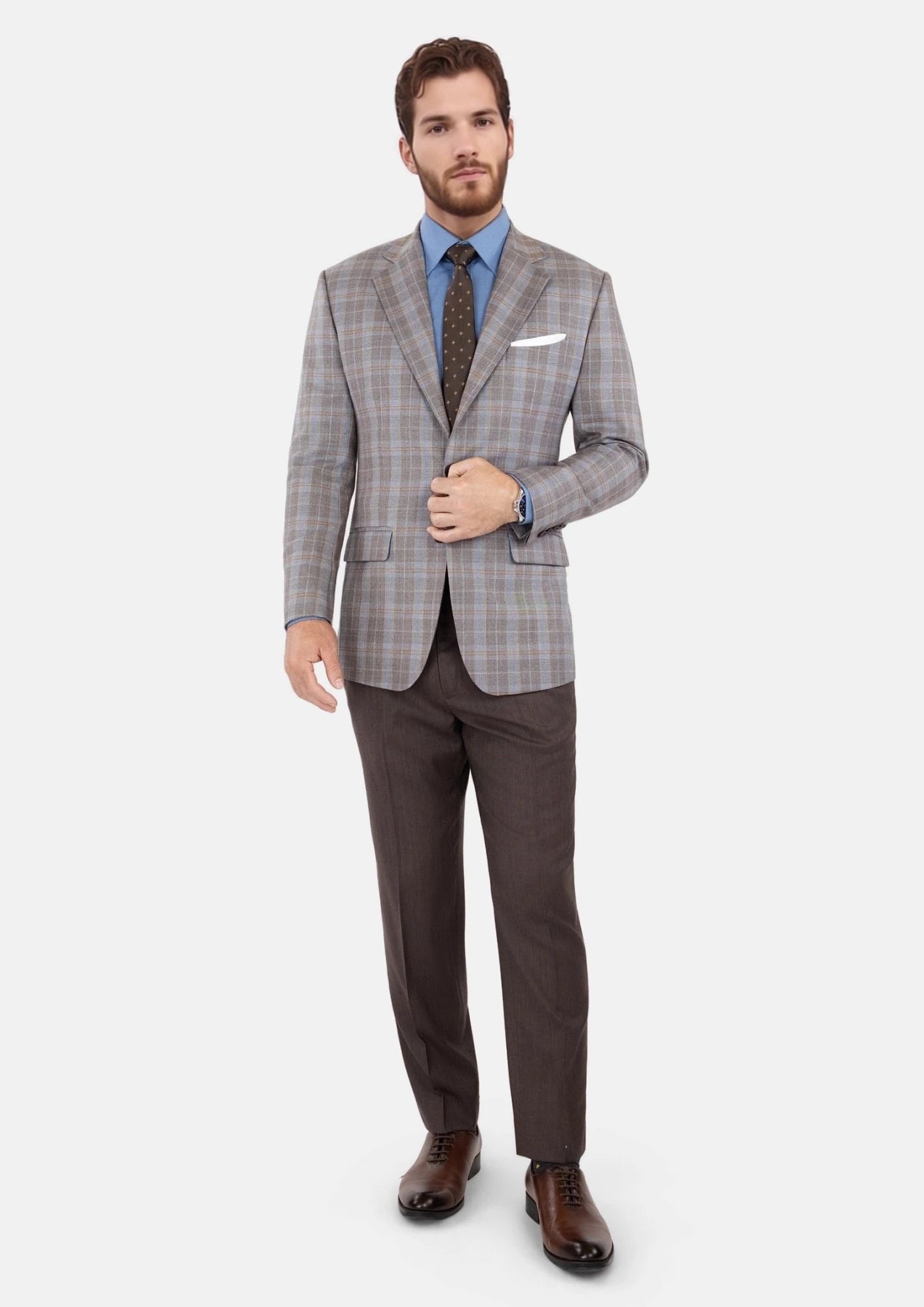 Ash Brown Check Jacket - SARTORO775