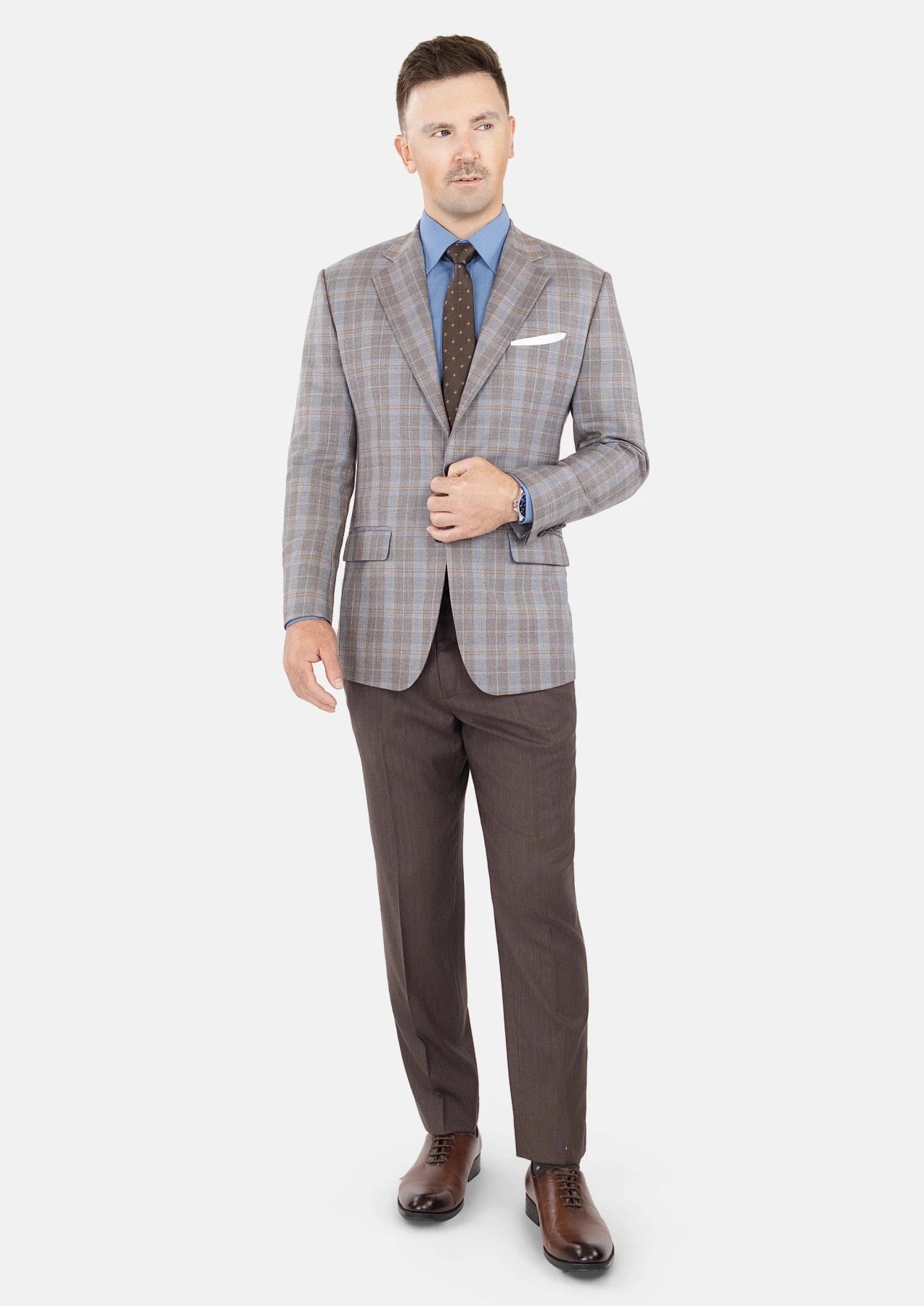 Ash Brown Check Jacket - SARTORO524