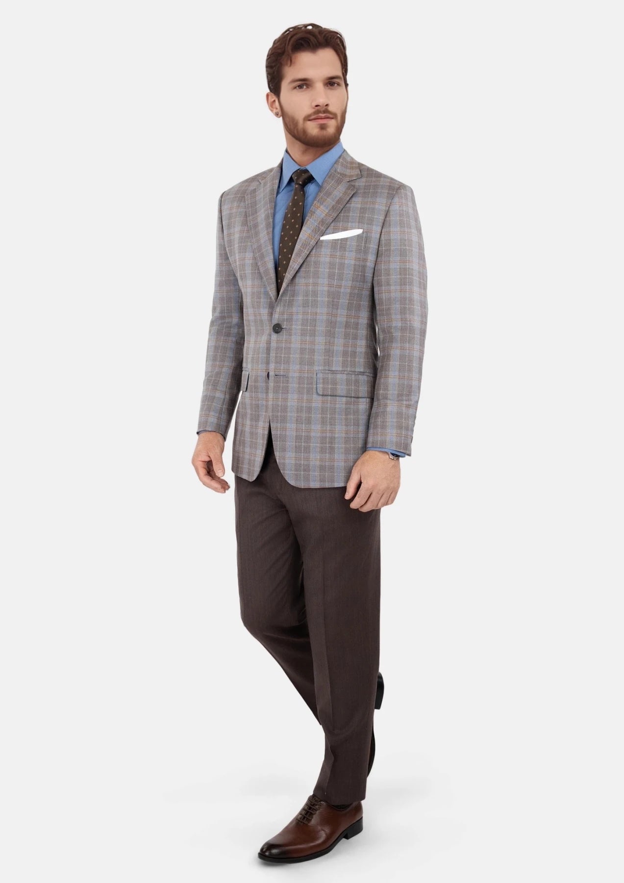 Ash Brown Check Jacket - SARTORO722