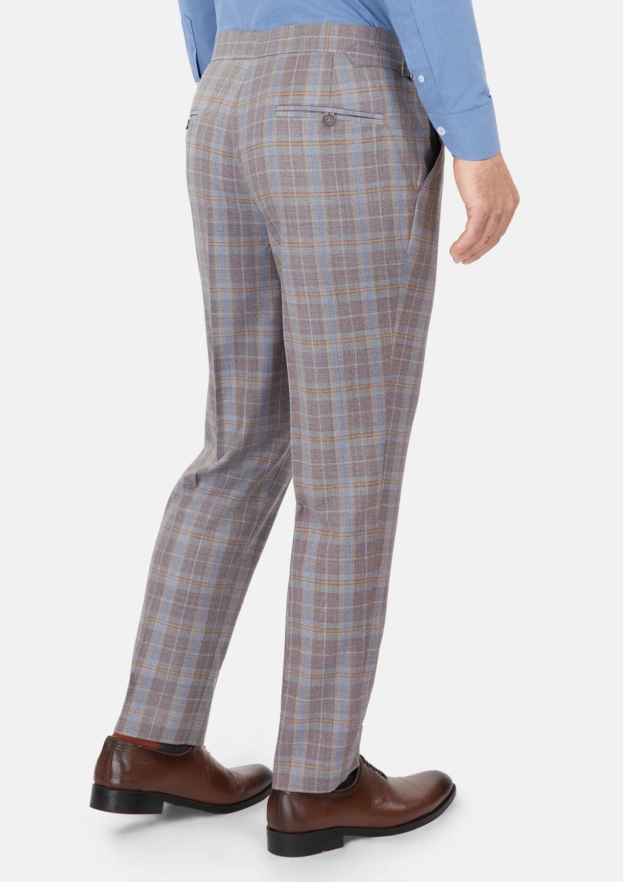 Ash Brown Check Pants - SARTORO988