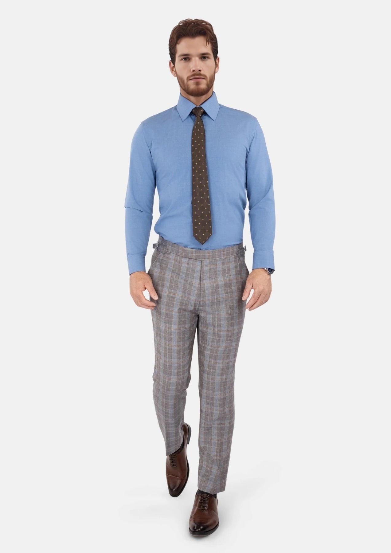 Ash Brown Check Pants - SARTORO860