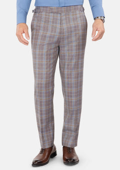 Ash Brown Check Pants - SARTORO