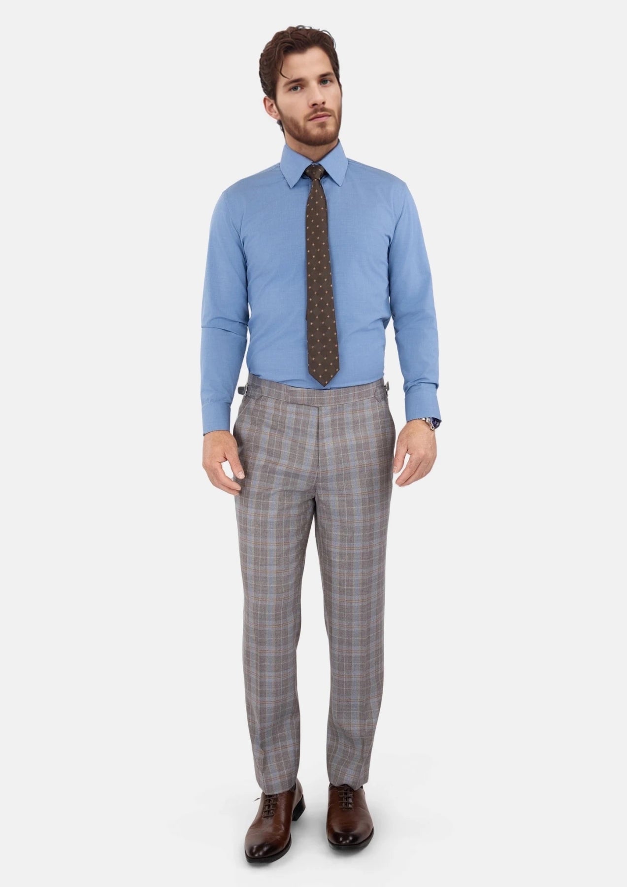 Ash Brown Check Pants - SARTORO240
