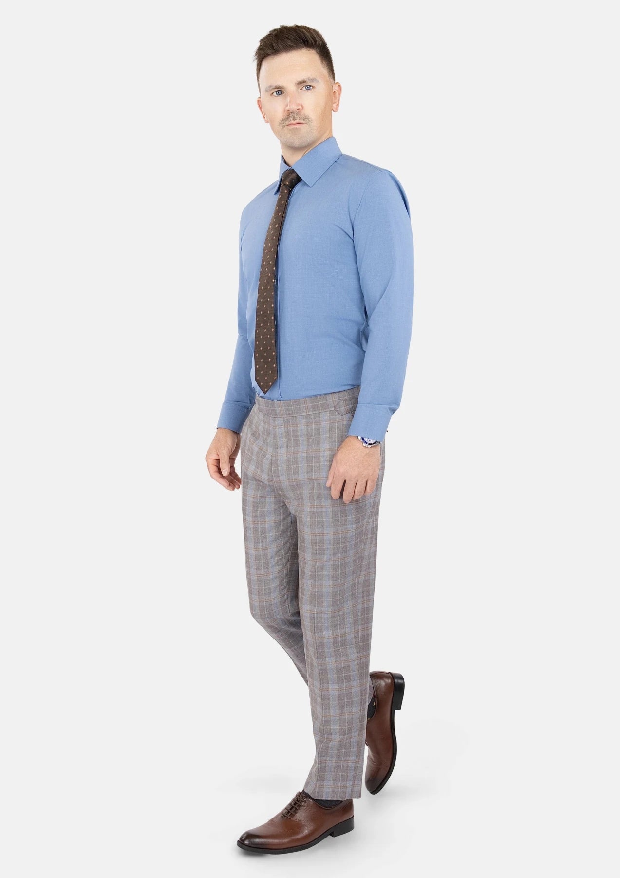 Ash Brown Check Pants - SARTORO816