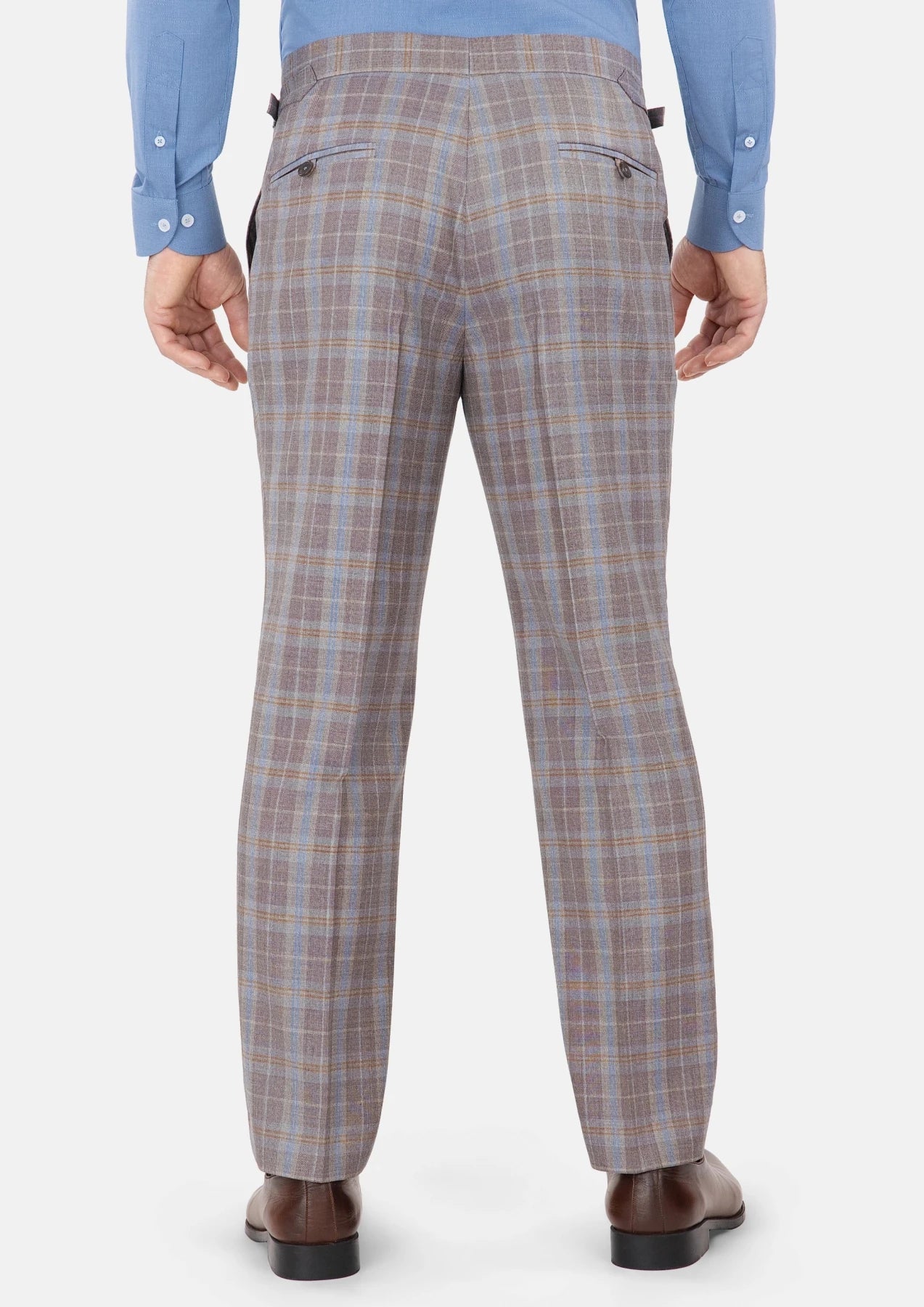 Ash Brown Check Pants - SARTORO436