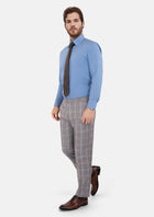 Ash Brown Check Pants - SARTORO530