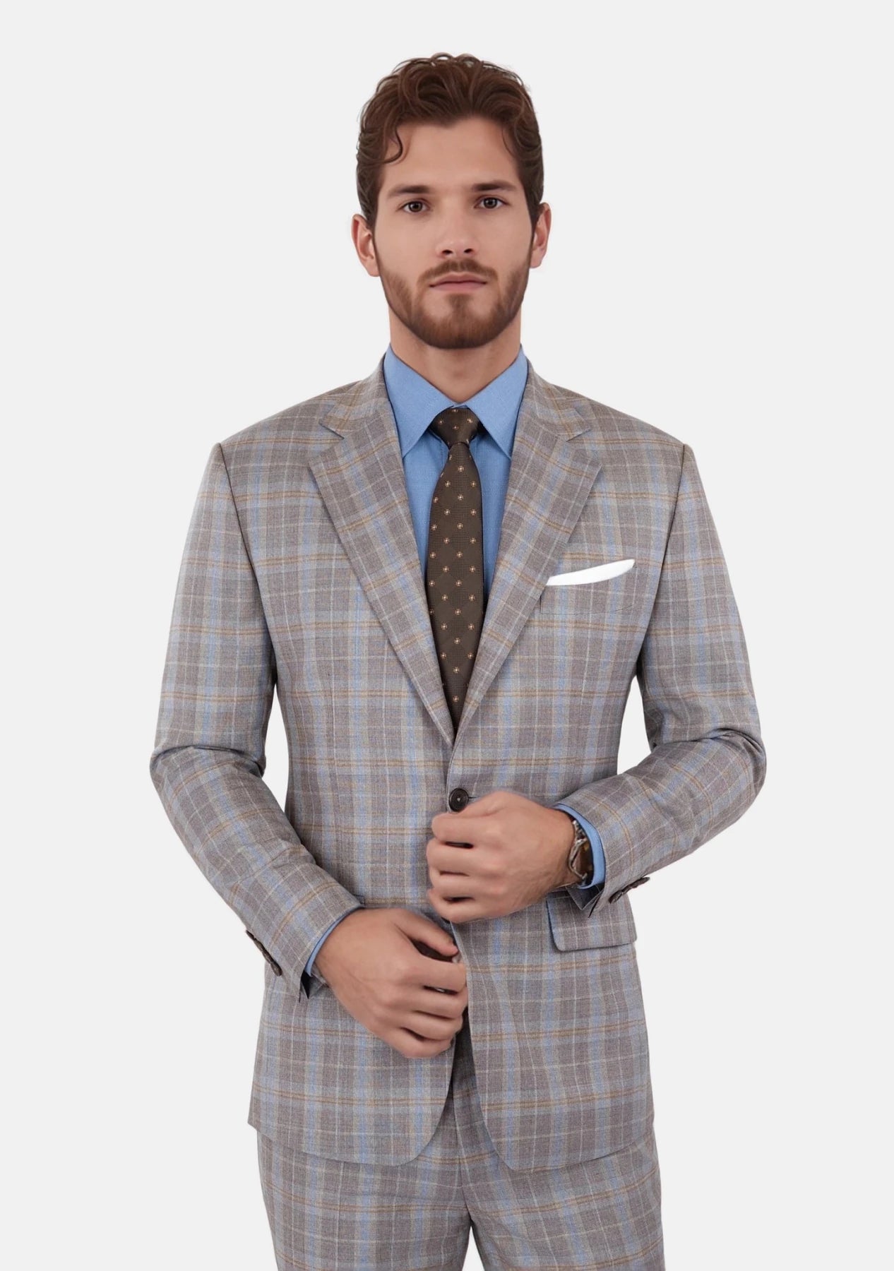 Ash Brown Check Suit - SARTORO111