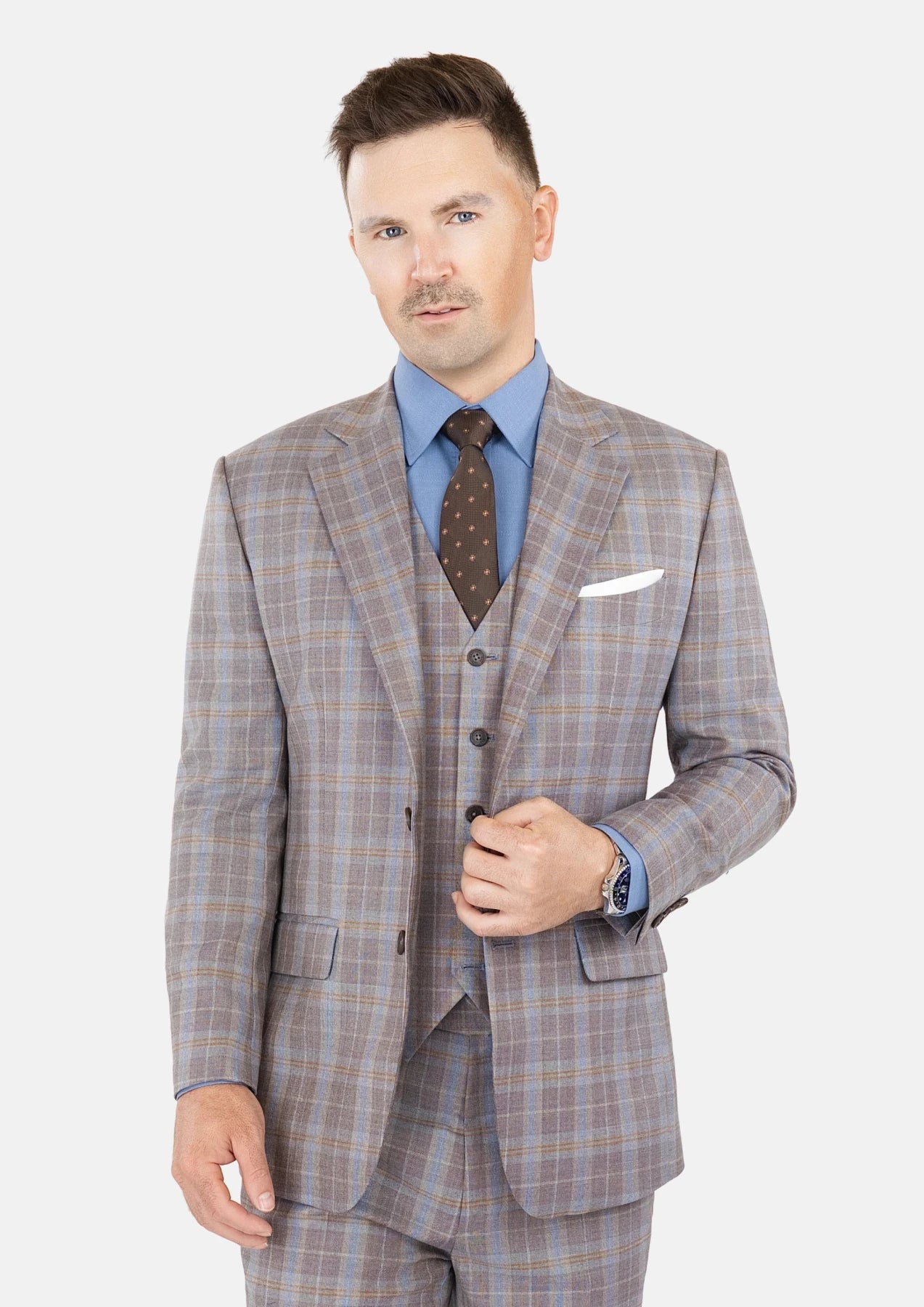 Ash Brown Check Suit - SARTORO488