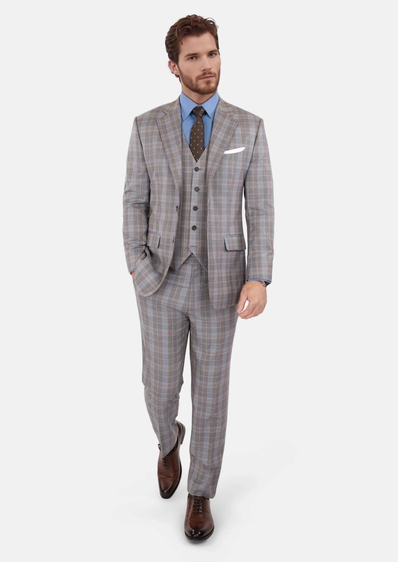 Ash Brown Check Suit - SARTORO860