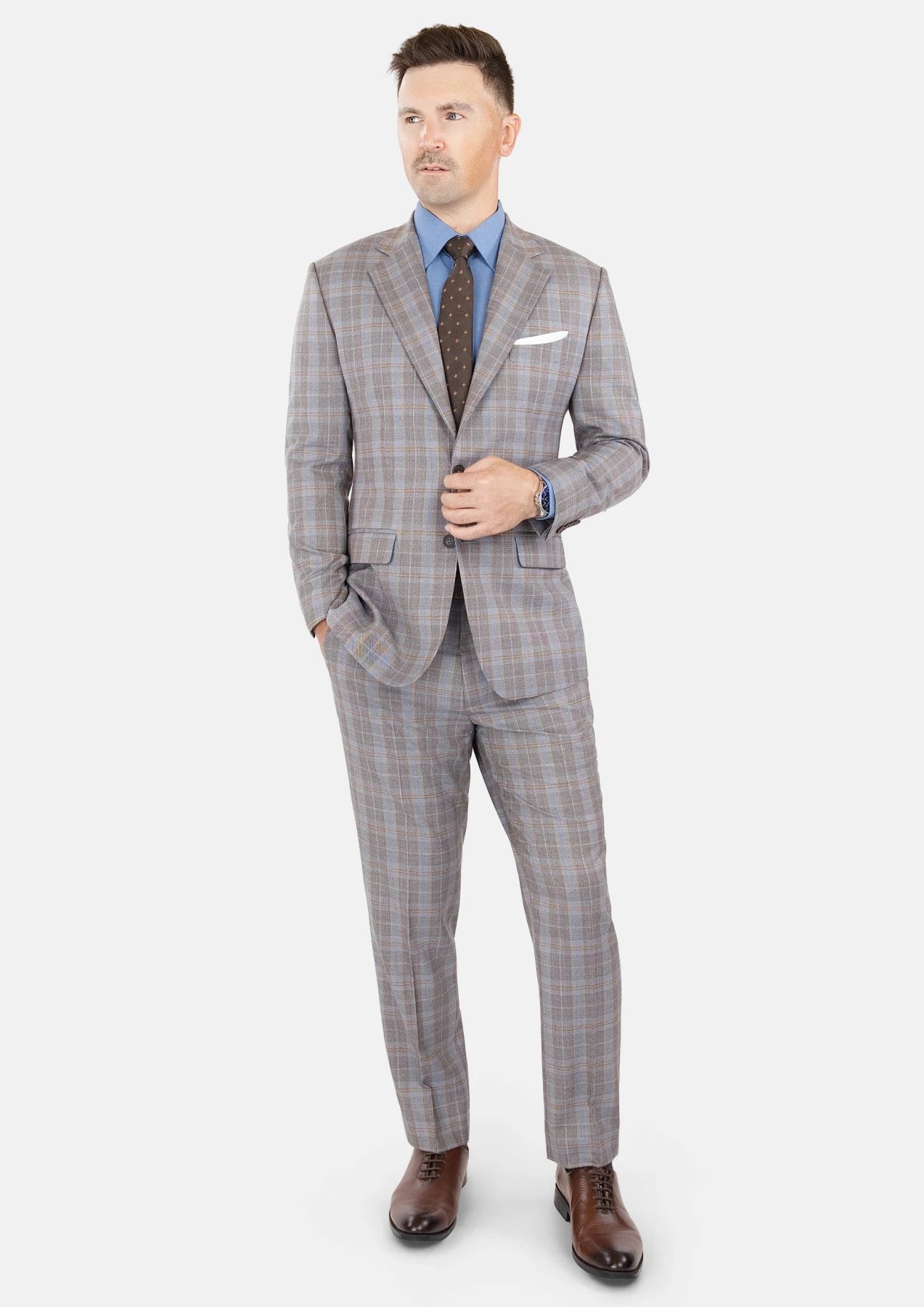 Ash Brown Check Suit - SARTORO532