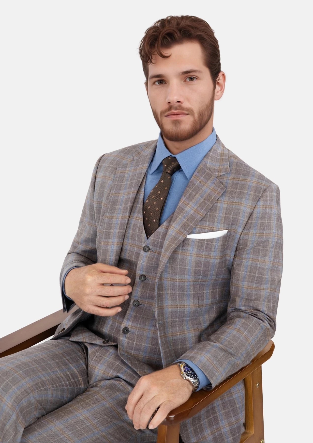 Ash Brown Check Suit - SARTORO229