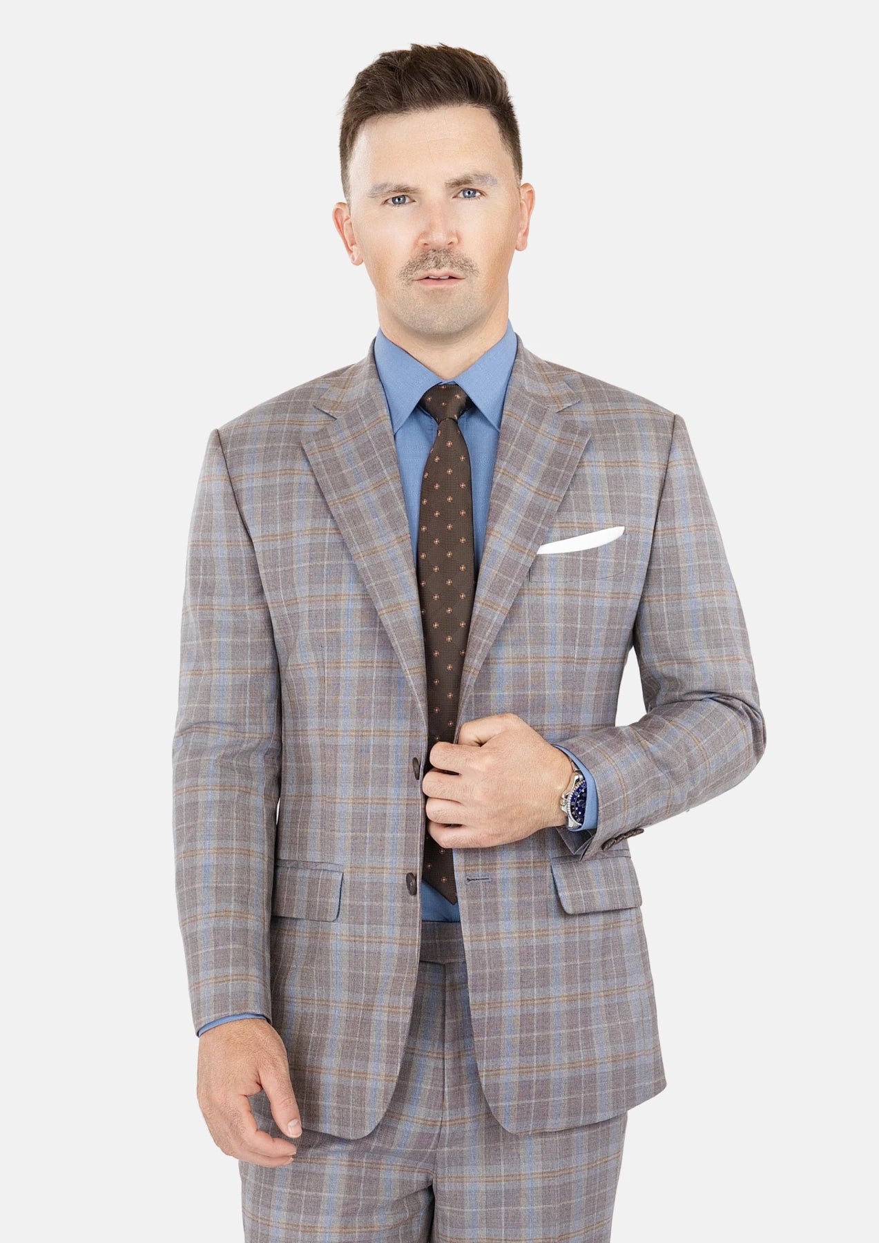 Ash Brown Check Suit - SARTORO366