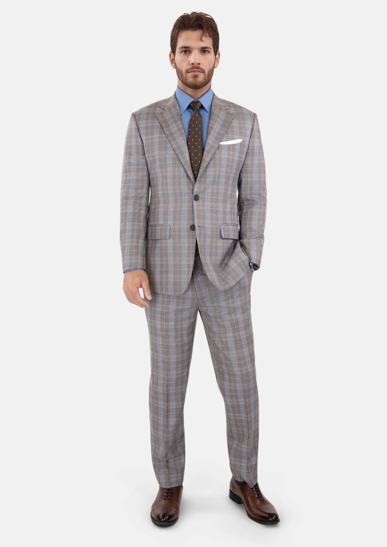 Ash Brown Check Suit - SARTORO259