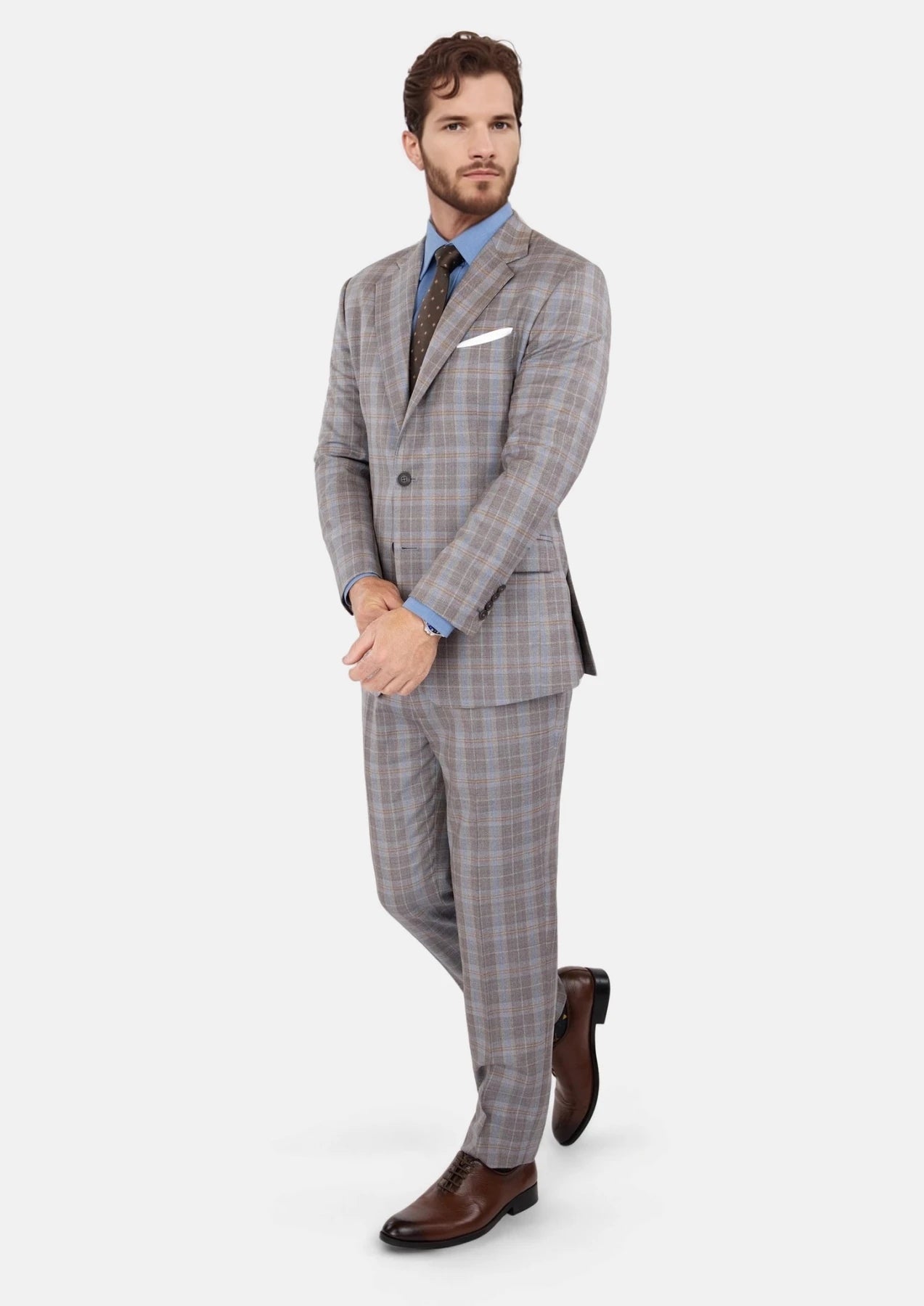 Ash Brown Check Suit - SARTORO607