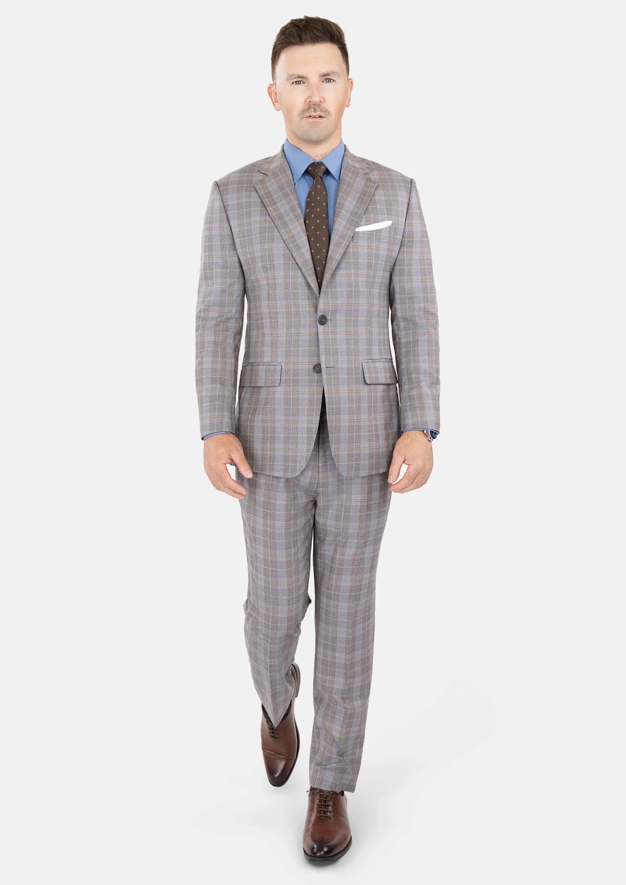 Ash Brown Check Suit - SARTORO245