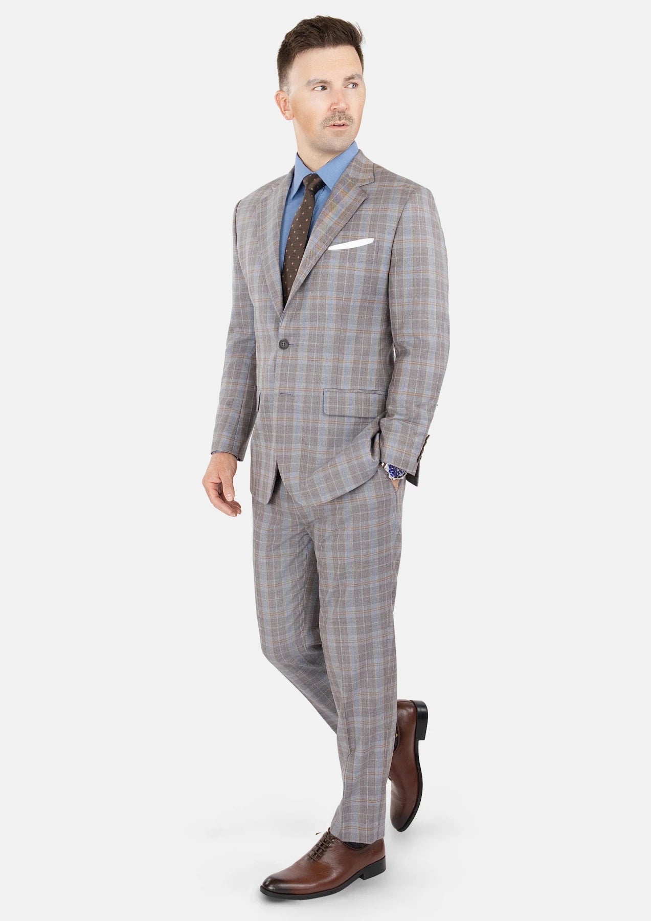 Ash Brown Check Suit - SARTORO404