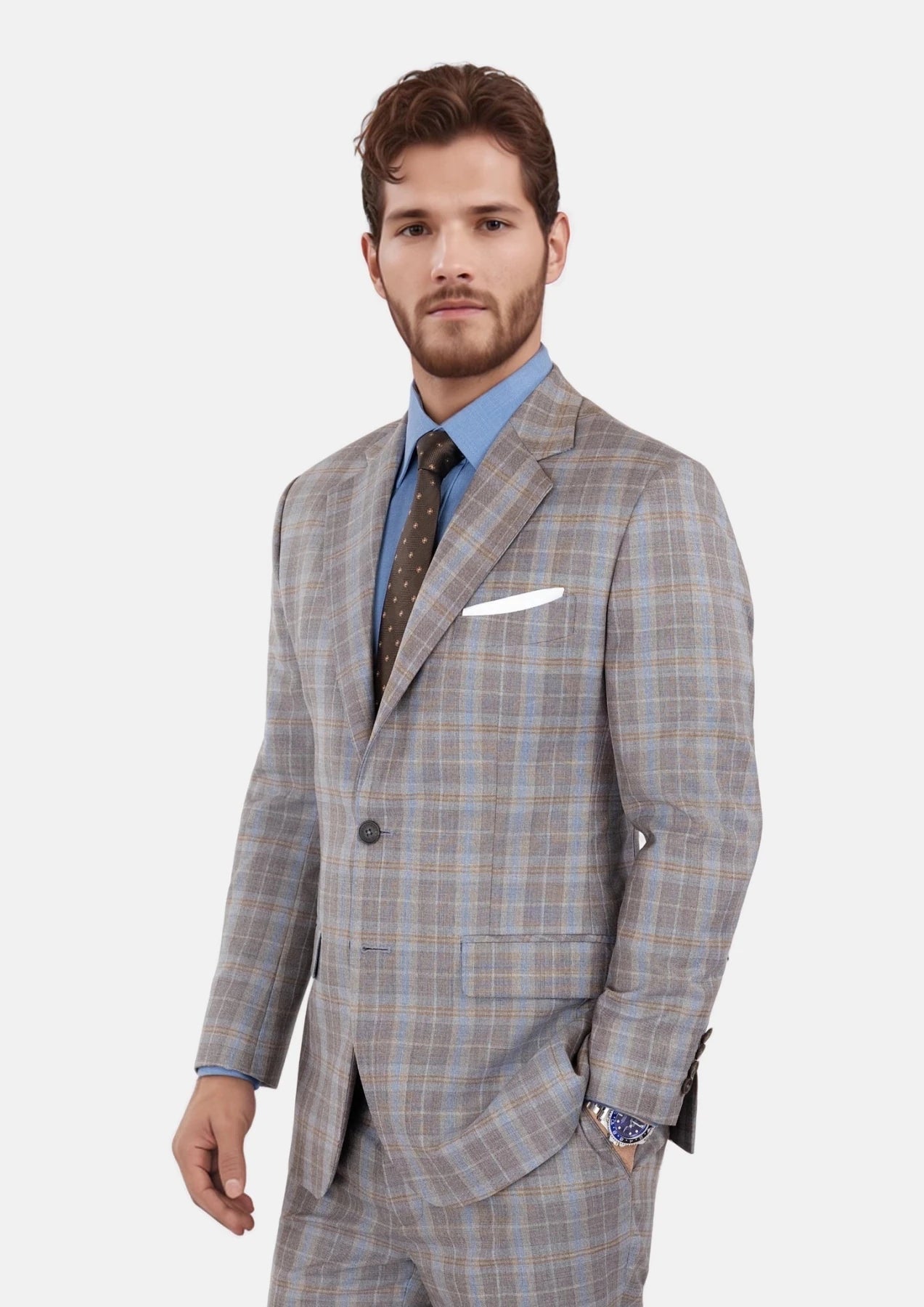 Ash Brown Check Suit - SARTORO870