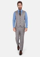 Ash Brown Check Vest - SARTORO286