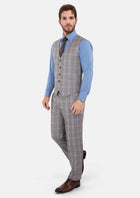 Ash Brown Check Vest - SARTORO196