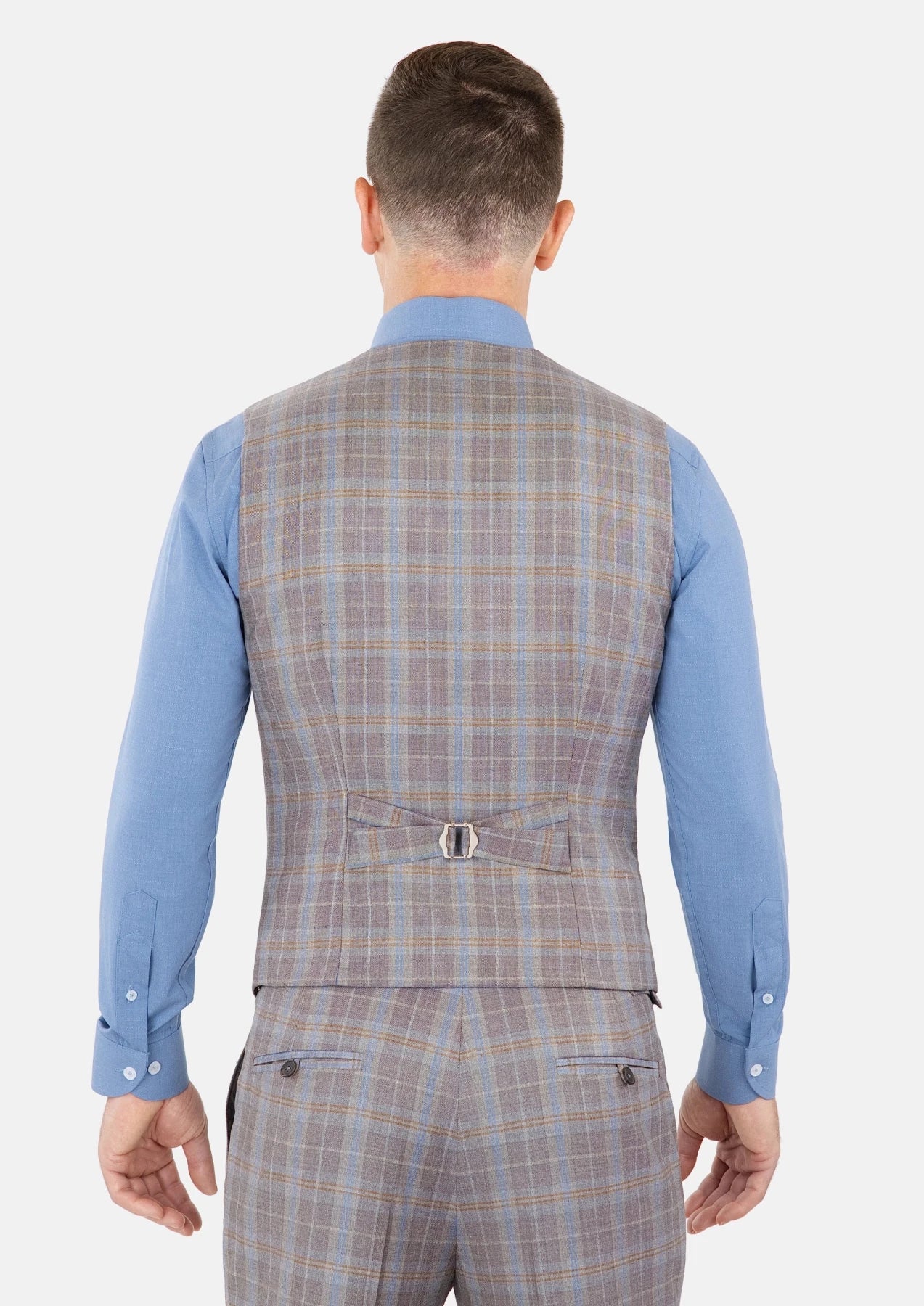 Ash Brown Check Vest - SARTORO976