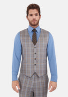 Ash Brown Check Vest - SARTORO56