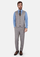 Ash Brown Check Vest - SARTORO435
