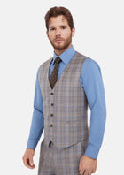 Ash Brown Check Vest - SARTORO803