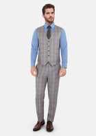 Ash Brown Check Vest - SARTORO705