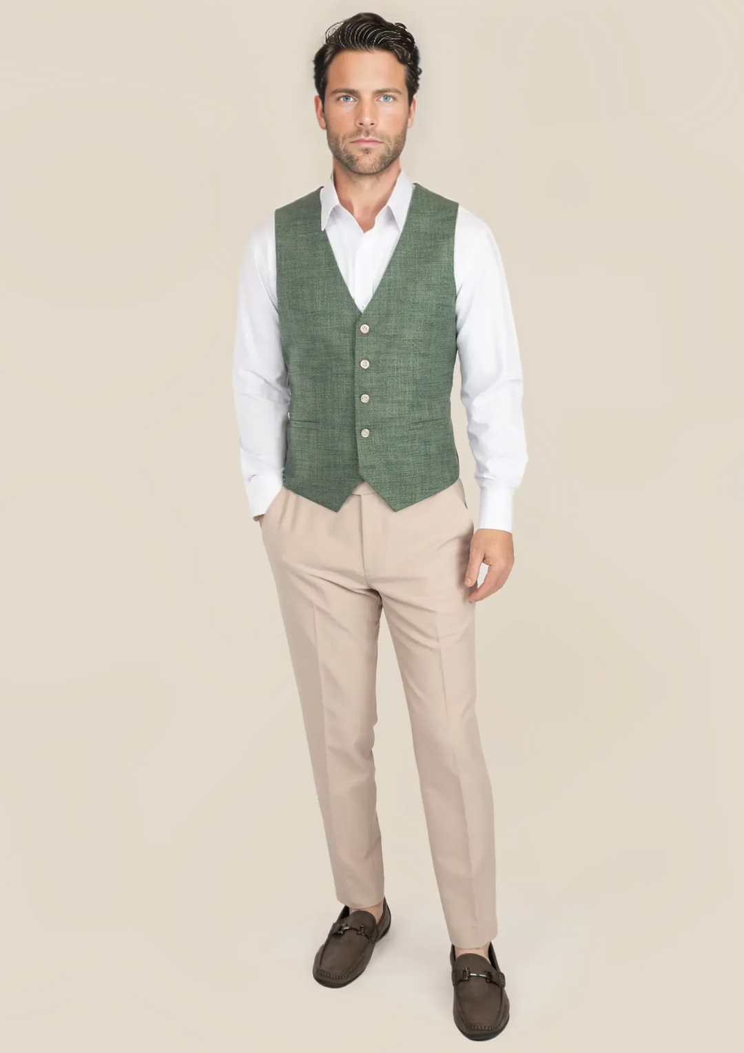 Aspen Green Hopsack Vest - SARTORO