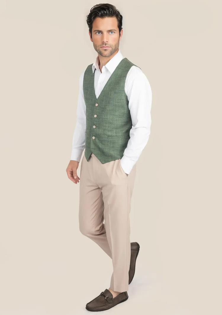 Aspen Green Hopsack Vest - SARTORO