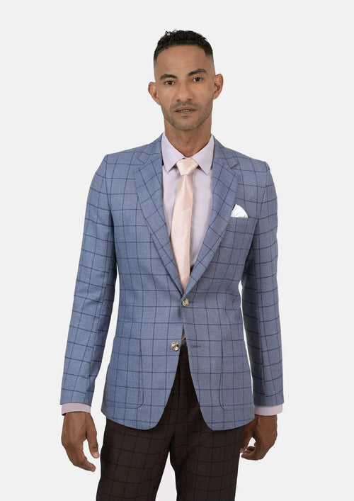 Astor Carolina Blue Windowpane Jacket - SARTORO