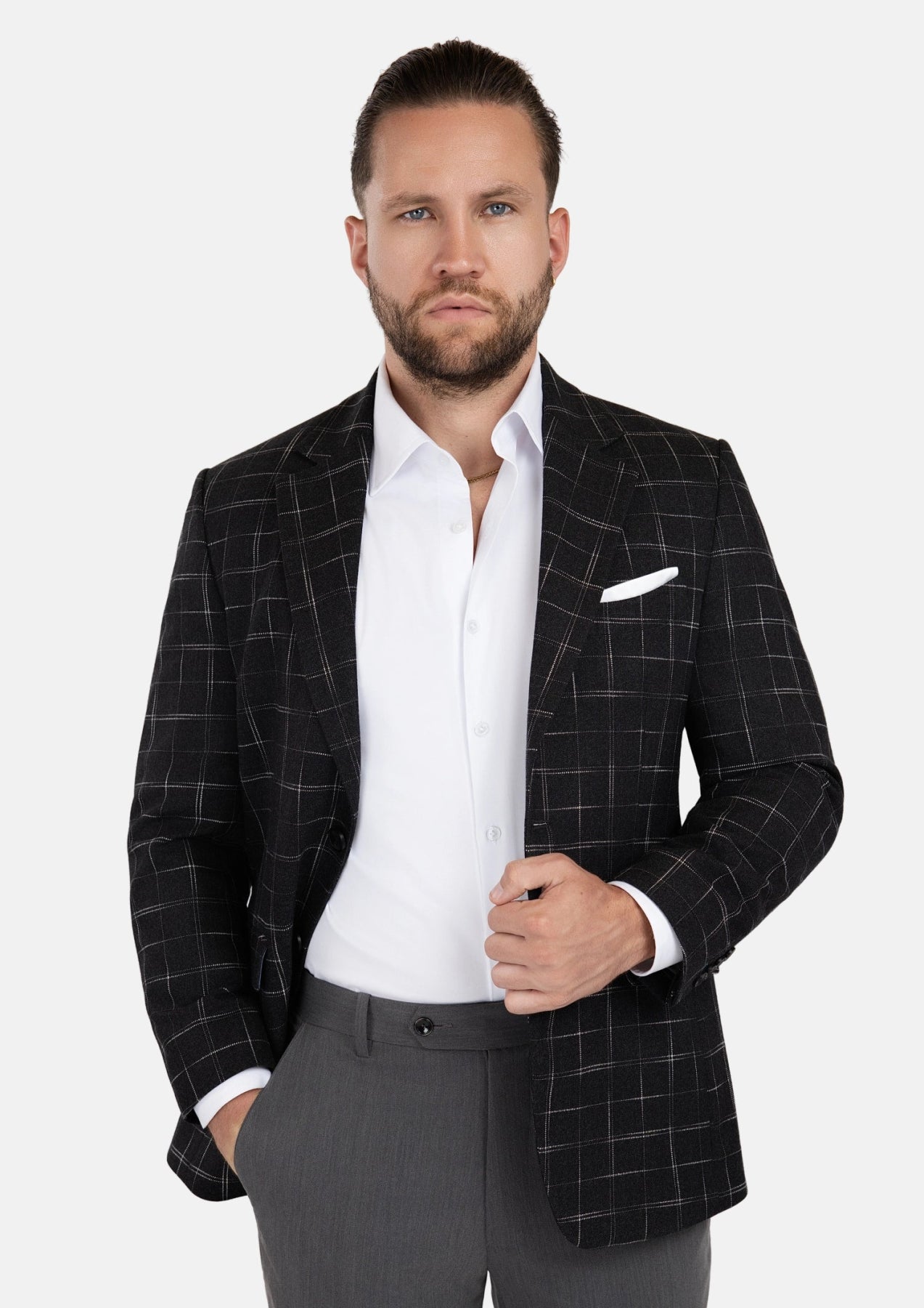 Astor Charcoal Flannel Windowpane Jacket